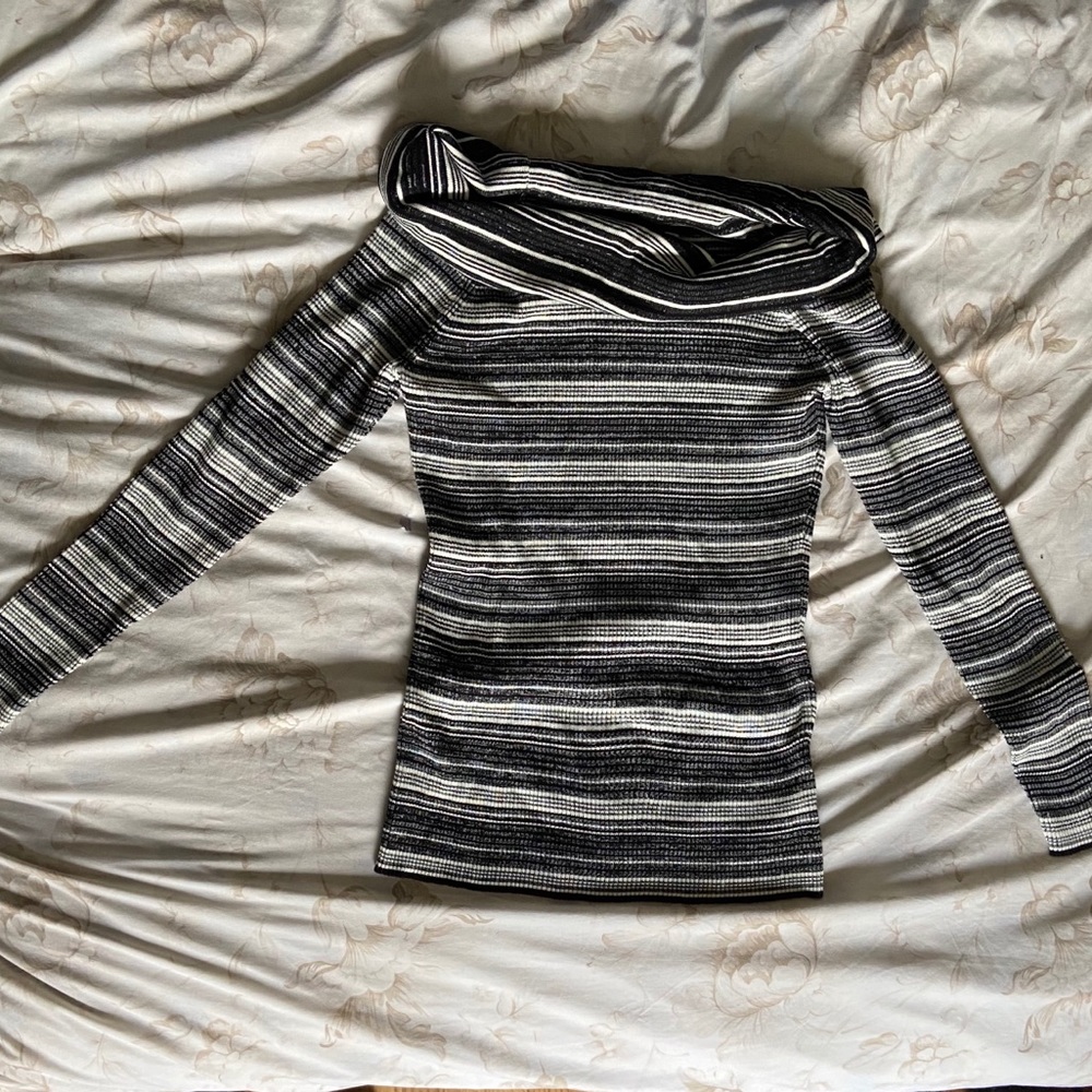 Stripped Mock Neck